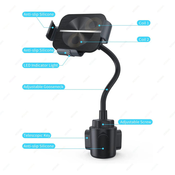 Wireless Car Charger Mount Dual Coils Fast Charging Auto Clamping Cup Mount Holder For Galaxy Z Fold 5 4 3 VIVO X Fold 2 XIAOMI